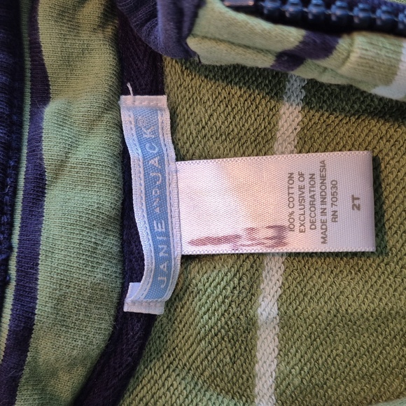 Janie and Jack boys 2T green striped french terry pullover shirt VGUC - Picture 2 of 6